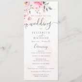 Blush Pink Waterverf Floral Peony Wedding Programma (Voorkant)