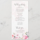 Blush Pink Waterverf Floral Peony Wedding Programma (Achterkant)