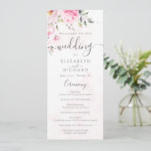 Blush Pink Waterverf Floral Peony Wedding Programma (Staand voorkant)