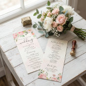 Blush Pink Waterverf Floral Peony Wedding Programma