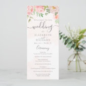 Blush Pink Waterverf Floral Peony Wedding Programma (Staand voorkant)