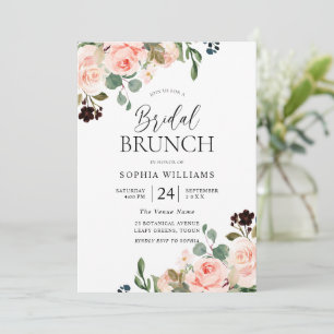Blush Pink Waterverf Floral Vrijgezellenfeest Brun Kaart