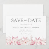 Blush Pink Waterverf Floral Weddenschap Save the D Save The Date (Voorkant / Achterkant)