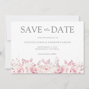 Blush Pink Waterverf Floral Weddenschap Save the D Save The Date
