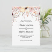 Blush Pink Waterverf Floral Wedding Kaart (Staand voorkant)