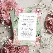 Blush Pink Waterverf Floral Wedding Kaart