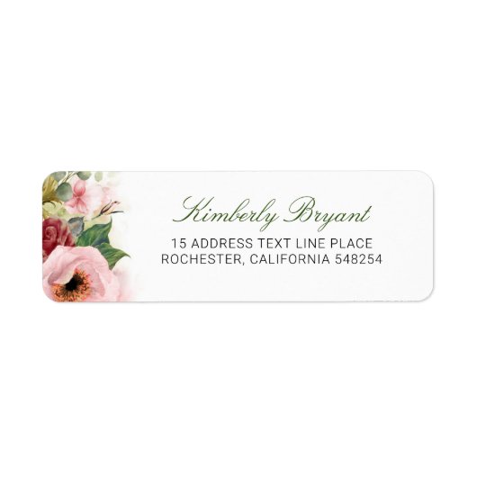 Blush Pink Waterverf Flowers Elegant Etiket (Voorkant)