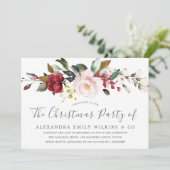 Blush Pink Waterverf Flowers kerstparty Kaart (Staand voorkant)