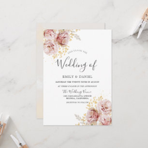 Blush Pink Waterverf Flowers Lovely Wedding Kaart