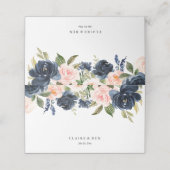Blush Pink Waterverf Flowers Navy Wedding (Buitenkant ongevouwen)