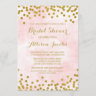 Blush Pink Waterverf Gold Confetti Vrijgezellenfee Kaart