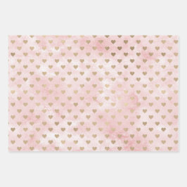 Blush Pink Waterverf Gold Hearts Inpakpapier Vel