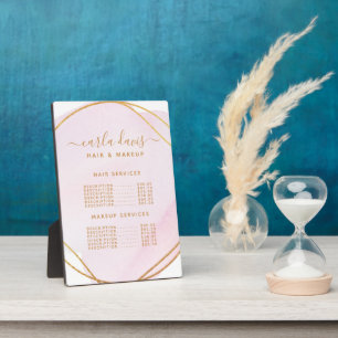 Blush Pink Waterverf Gold Salon Price Menu Plaque Fotoplaat