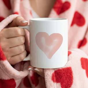Blush Pink Waterverf Heart Love Koffiemok