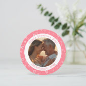 Blush Pink waterverf Hearts Foto Feestdagenkaart (Staand voorkant)