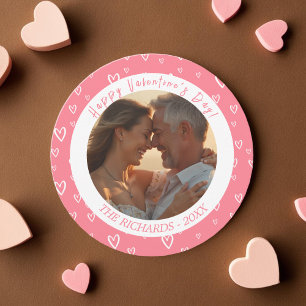 Blush Pink waterverf Hearts Foto Feestdagenkaart