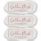 Blush Pink Waterverf & Modern Gold 3-delige Logo Sticker (Voorkant)