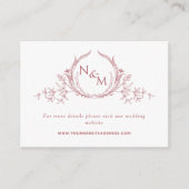 Blush Pink Waterverf Monogram Weddenschap Website Informatiekaartje (Voorkant)
