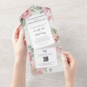 Blush Pink Waterverf Weddenschap All In One Uitnodiging (Afscheurbaar)