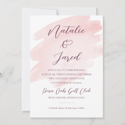 Blush Pink Waterverf Weddenschap Kaart (Voorkant)