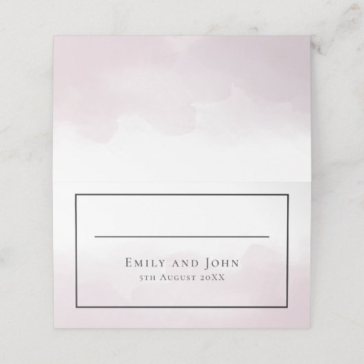 Blush Pink Waterverf Zwart Script Namen Datum (Buitenkant ongevouwen)
