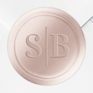 Blush Pink Wax Seal Wedding Monogram Sticker