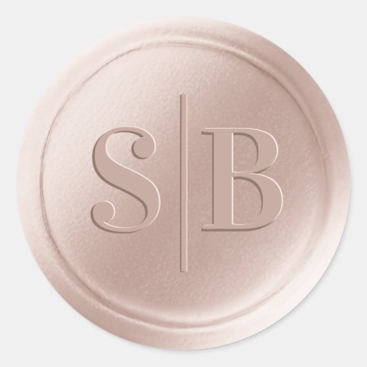 Blush Pink Wax Seal Wedding Monogram Sticker (Voorkant)