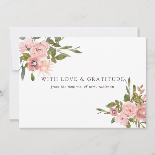 Blush Pink Weddenfloral Bedankt (Voorkant)