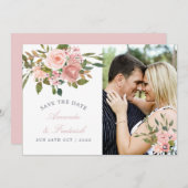 Blush Pink Weddenfloral Save the Date (Voorkant / Achterkant)