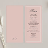 Blush Pink Wedding Script Dinner Menu