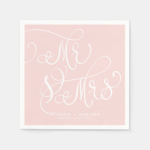 Blush Pink Whimsical Script   Meneer en mevrouw We Servet