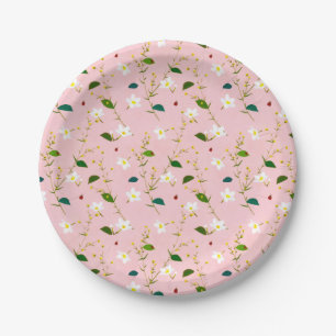 Blush Pink Whimsical Spring Flowers Blossom Papieren Bordje