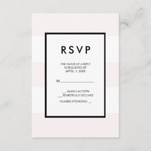 Blush Pink White 3 Stripes RSVP Kaartje