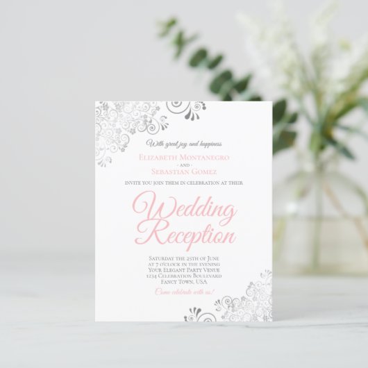 Blush Pink & White BUDGET Weddenschappen Receptie  (Staand voorkant)