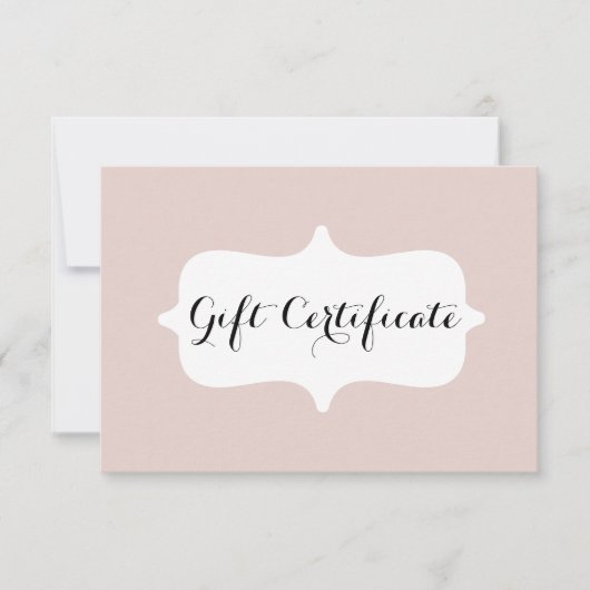 Blush Pink White Business Gift Certificate Kaart (Voorkant)