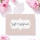 Blush Pink White Business Gift Certificate Kaart