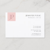 Blush Pink White Elegant modern Eenvoudig Monogram Visitekaartje (Achterkant)
