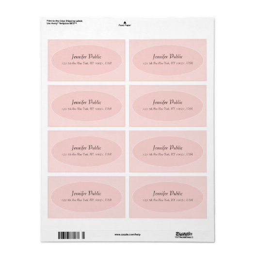 Blush Pink White Elegant Modern Hand Script Trendy Etiket (Full Sheet)