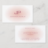Blush Pink White Elegant Modern Monogram Trendy Visitekaartje (Voorkant / Achterkant)