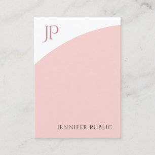 Blush Pink White Elegant Moderne Monogram Sjabloon Visitekaartje