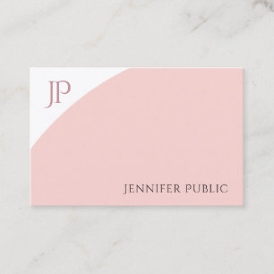 Blush Pink White Elegant Simple Moderne Monogram Visitekaartje