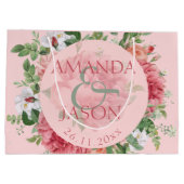 Blush Pink White Floral schattig bruiloft Groot Cadeauzakje (Achterkant)