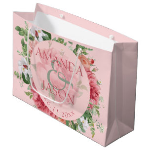 Blush Pink White  Floral schattig bruiloft Groot Cadeauzakje