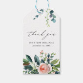 Blush Pink & White Floral Script Bedankt voor je h Cadeaulabel (Voorkant)