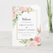 Blush Pink White Floral Wedding Booklet Programma (Voorkant)