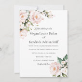 Blush Pink & White Floral Wedding Kaart (Voorkant)