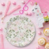 Blush Pink White Flowers Wedding Papieren Bordje (Feest)