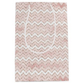 Blush Pink White Glam Glitter Zig Zag Medium Cadeauzakje (Voorkant)