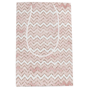 Blush Pink White Glam Glitter Zig Zag Medium Cadeauzakje