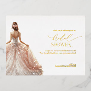 Blush Pink White Glam Gown Vrijgezellenfeest Folie Uitnodiging Briefkaart